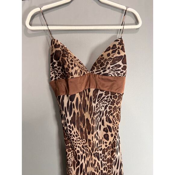 Mia Paluzzi Maxi Dress Leopard Print Sz 4 Y2K 2000s Formal Party Cocktail - Picture 4 of 15